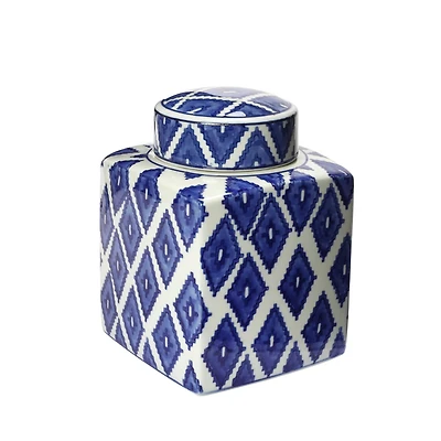 Hello Honey® 8.5" Blue and White Decorative Ginger Jar