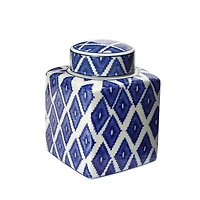 Hello Honey® 8.5" Blue and White Decorative Ginger Jar