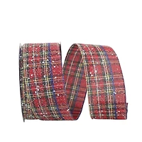 JAM Paper 2.5" x 20yd. Traditional Wired Edge Speckled Plaid Ribbon