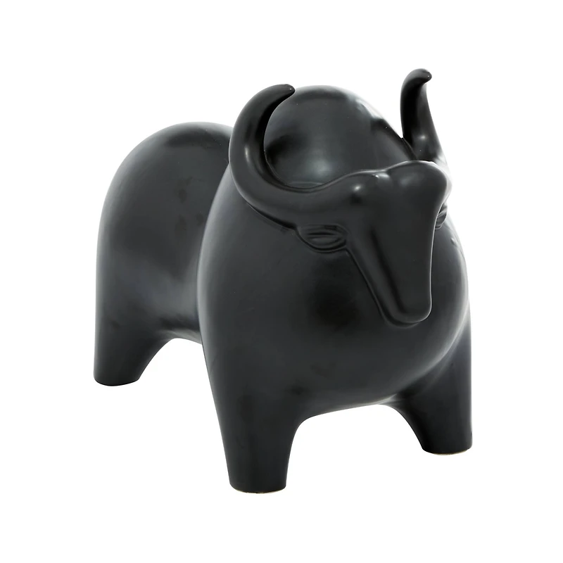 The Novogratz Black Porcelain Contemporary Buffalo Sculpture, 11" x 8" x 16"