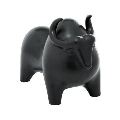 The Novogratz Black Porcelain Contemporary Buffalo Sculpture, 11" x 8" x 16"