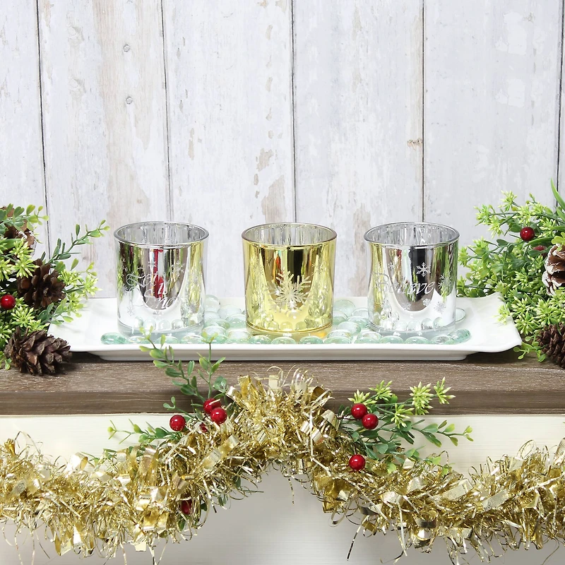 Elegant Designs™ Silver and Gold Winter Wonderland Candle Set