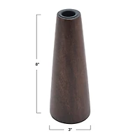 Hello Honey® 8'' Walnut Cone Shaped Mango Wood Taper Candle Holder
