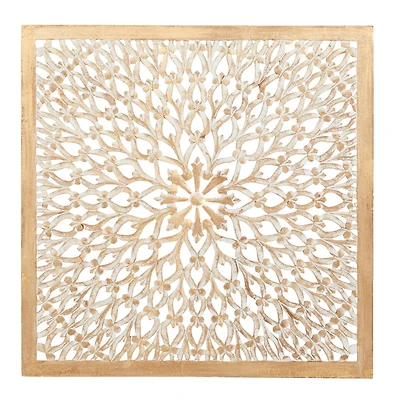 36" Tan Traditional Ornamental Wood Wall Décor