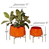 Metal Round Contemporary Planter Set