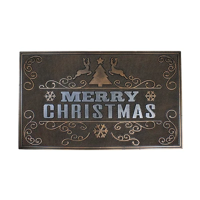 Gold & Silver Reindeer Merry Christmas Doormat