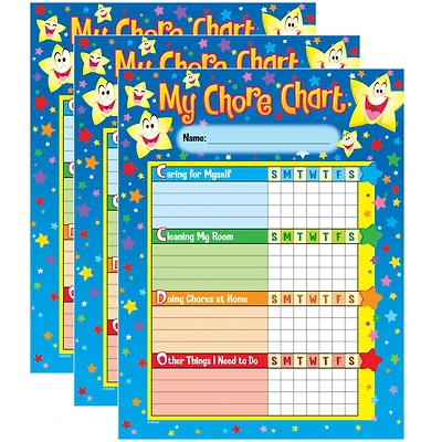 Trend Enterprises® Stars Chore Charts, 3 Packs of 25 Sheets