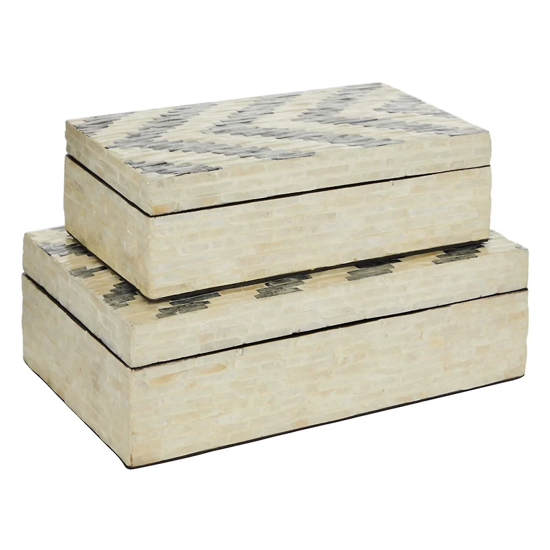 Cream Chevron Wood Modern Box Set