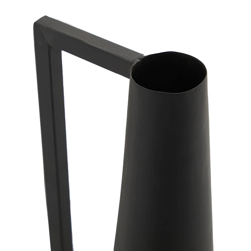 CosmoLiving by Cosmopolitan Black Metal Slim Vase with Handles Set of 2 22", 17"