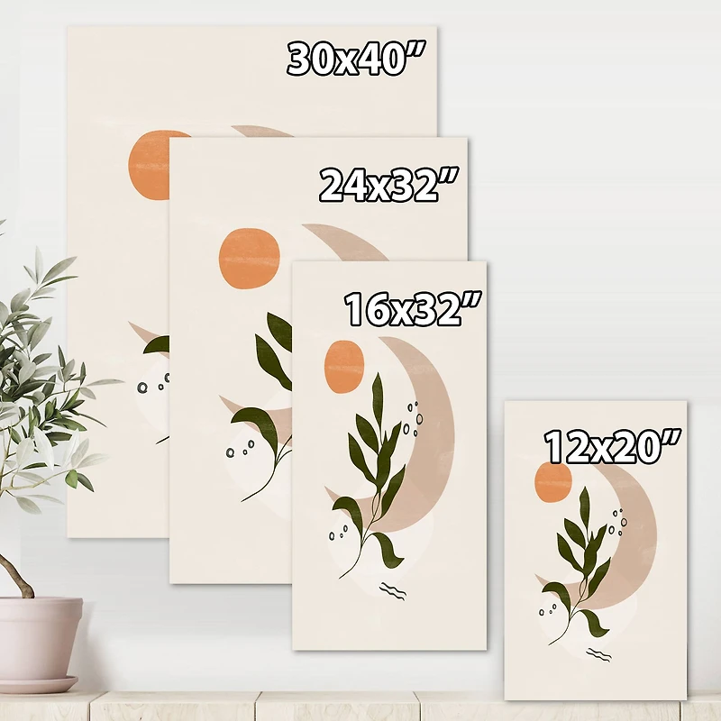 Designart - Abstract Geometrical Moon With Leaf I