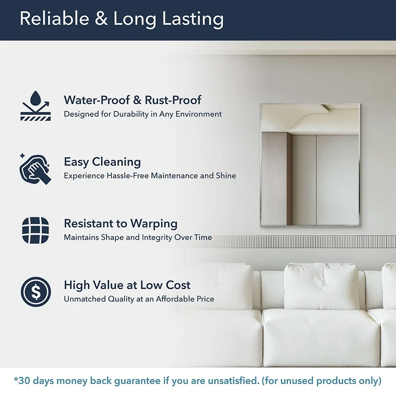 Head West Brushed Nickel Rectangular Framed Accent Vanity Mirror