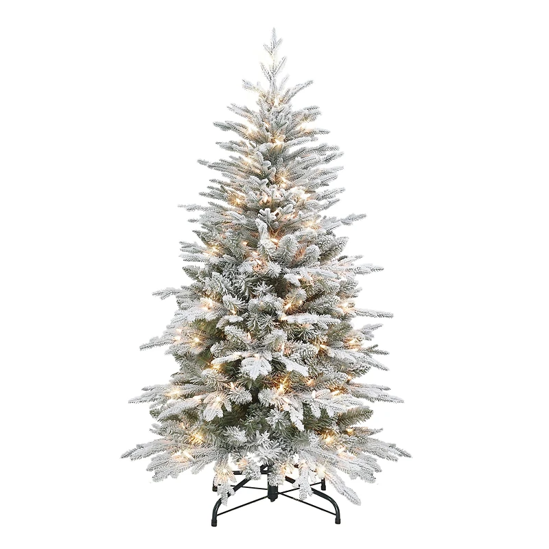 4.5ft. Pre-Lit Flocked Northern Fir Artificial Christmas Tree, Clear Lights