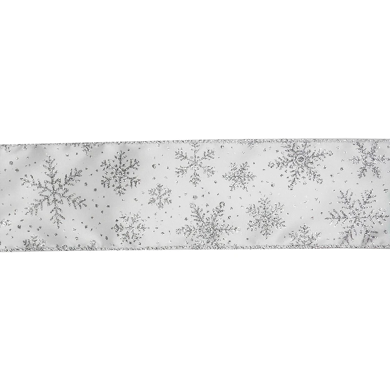 2.5" x 80ft. White & Silver Snowflakes Wired Jumbo Ribbon by Celebrate It®