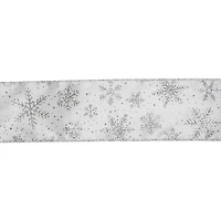 2.5" x 80ft. White & Silver Snowflakes Wired Jumbo Ribbon by Celebrate It®