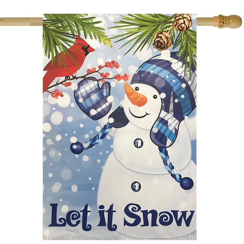 Snowman and Cardinal "Let it Snow" Christmas Outdoor Flag - 40" x 28"