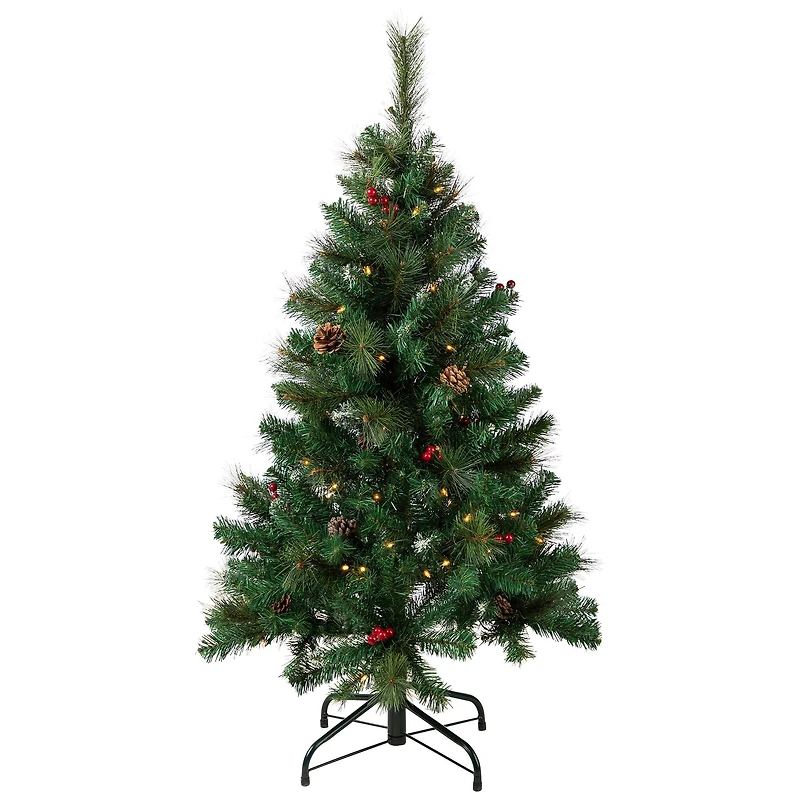 4ft. Pre-Lit Frosted Carolina Berry Spruce Artificial Christmas Tree, Clear Lights