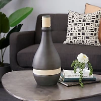 The Novogratz 20" Black Glass Contemporary Vase