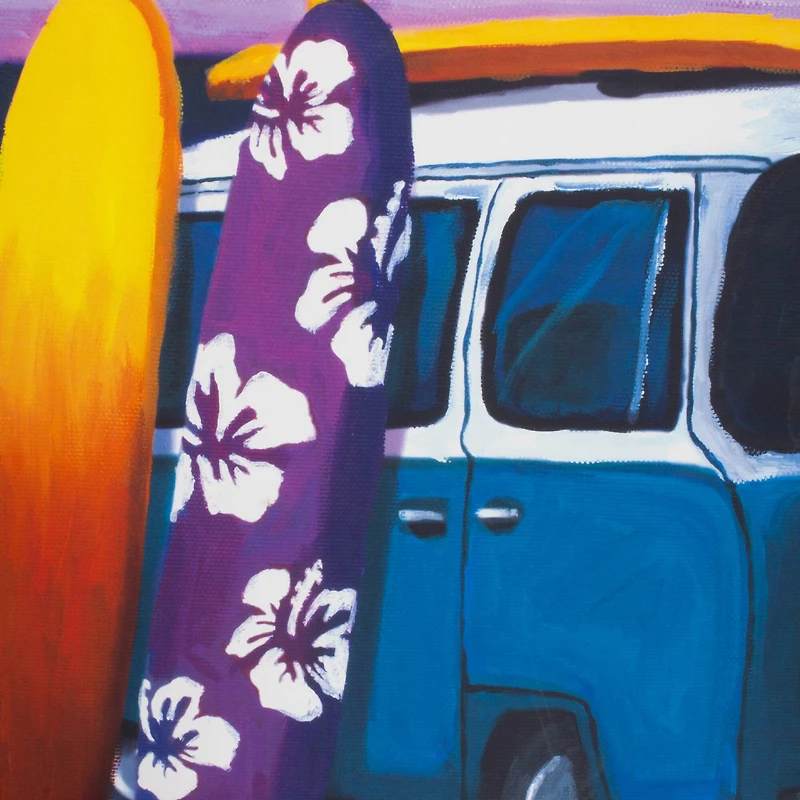 Surf Mini Bus Outdoor Canvas Art Print - 35"x35"