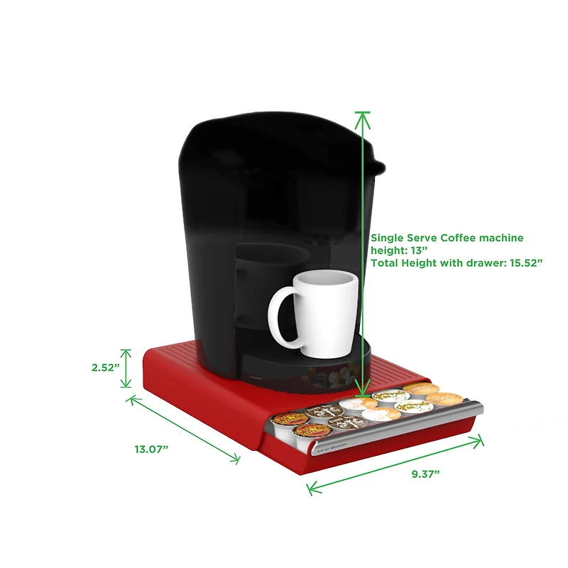 Mind Reader Red Single Serve Coffee Pod Drawer and Holder