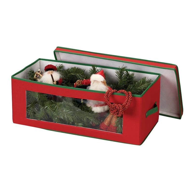 Household Essentials Red & Green Ornament Storage Box with Window