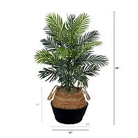 3ft. Artificial Areca Palm Tree with Handmade Jute & Cotton Basket