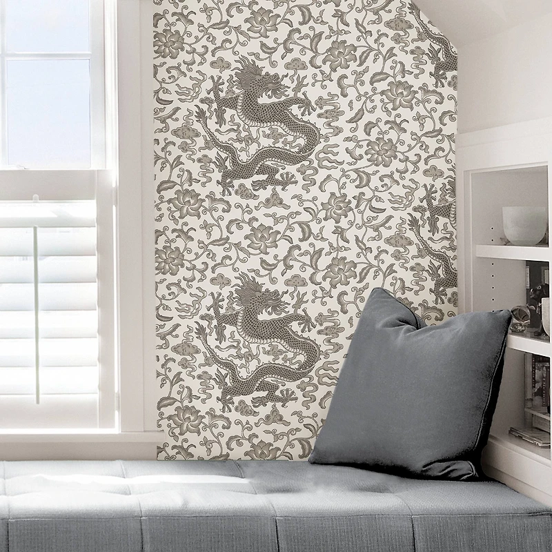 Scalamandre Gray Chien Dragon Peel & Stick Wallpaper