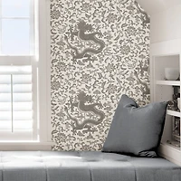 Scalamandre Gray Chien Dragon Peel & Stick Wallpaper