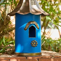 Glitzhome® 32" Retro Blue Metal Pagoda Birdhouse