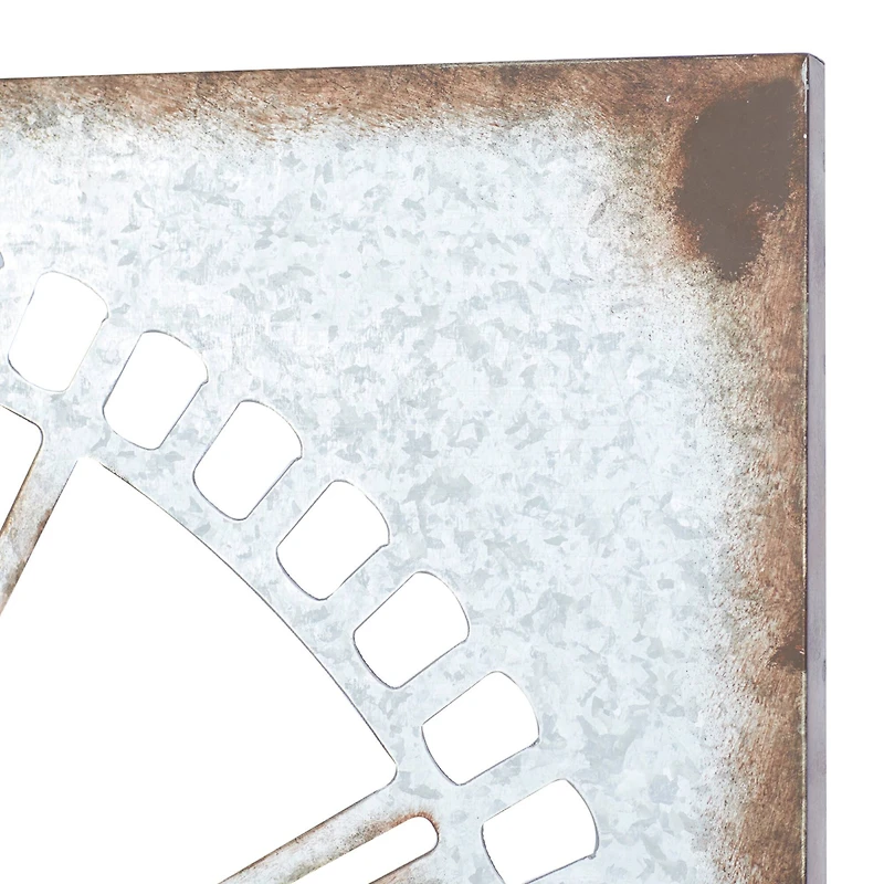 Gray Farmhouse Metal Wall Clock