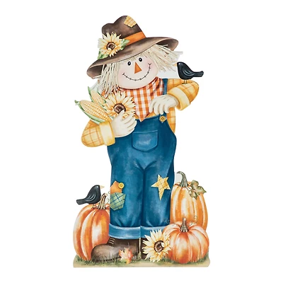 Glitzhome® 2.5ft. Fall Wooden Painted Scarecrow Porch Décor