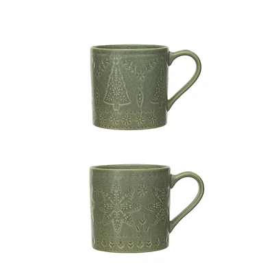 Hello Honey® 16oz. Green Debossed Stoneware Mugs, 2ct.