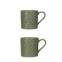 Hello Honey® 16oz. Green Debossed Stoneware Mugs, 2ct.
