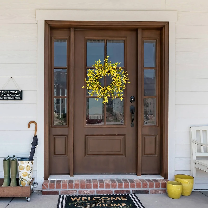 24" Yellow Forsythia & Berry Floral Spring Wreath