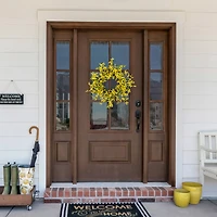 24" Yellow Forsythia & Berry Floral Spring Wreath