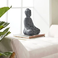 CosmoLiving by Cosmopolitan Grey Ceramic Sculpture, Buddha 12" x 8" x 7"