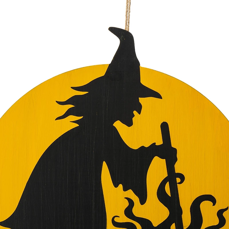 Glitzhome® 30" Black & Orange The Witch Is In Halloween Yard Stake