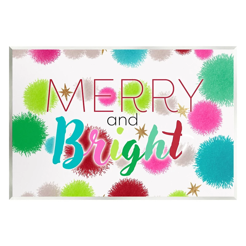 Stupell Industries Merry & Bright Bold Holiday Phrase Wall Plaque Art