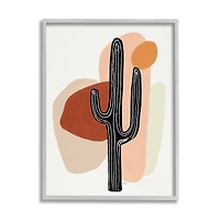 Stupell Industries Western Terracotta Abstract Desert Cactus Plant in Gray Frame Wall Art