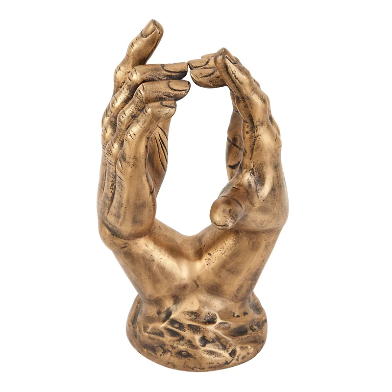 Gold Aluminum Traditional Abstract Sculpture, 11" x 9" x 6"