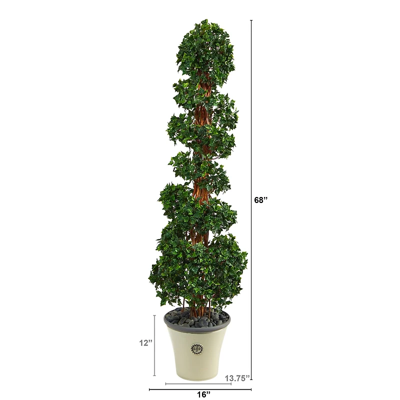 5.6ft. English Ivy Spiral Topiary in Decorative Planter