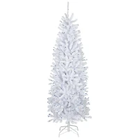 6.5ft. Pre-Lit Slim White Geneva Spruce Artificial Christmas Tree, Blue Lights