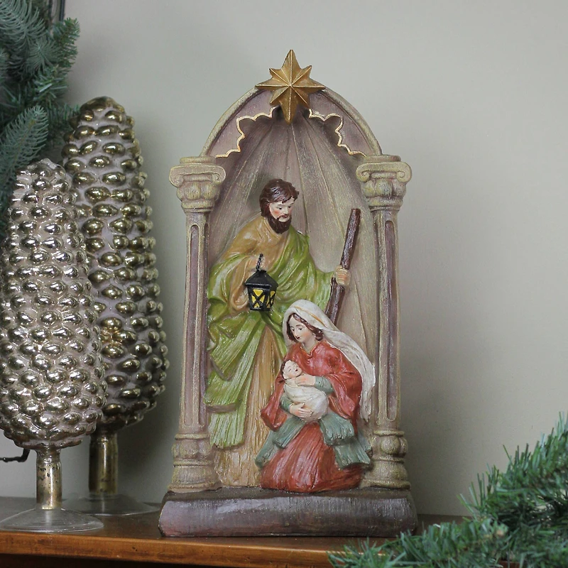 14.5" Holy Family And Star Nativity Statue Décor