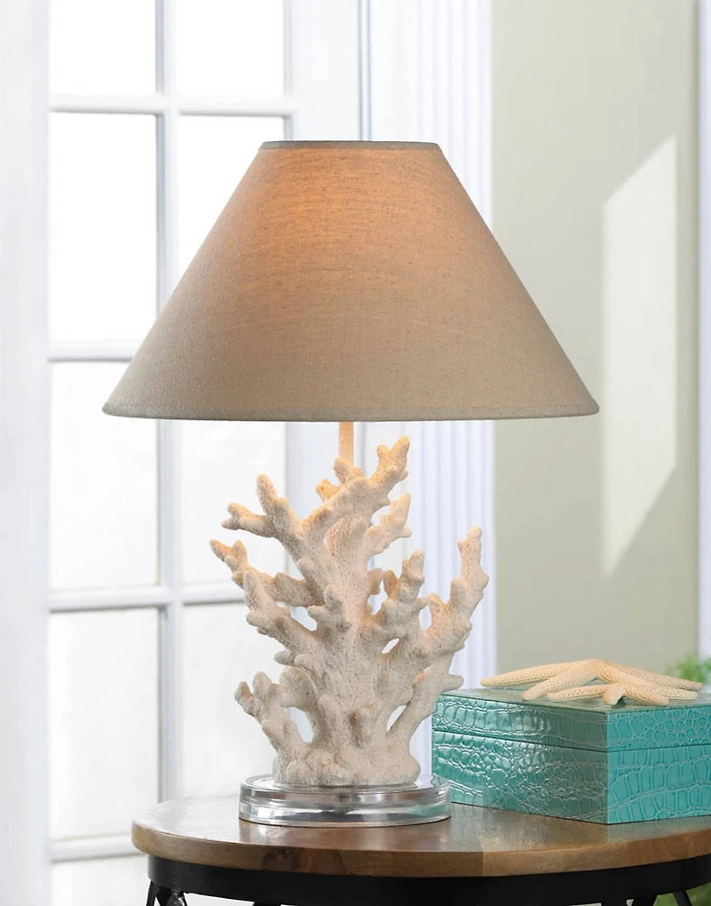 18.5" White Coral Table Lamp