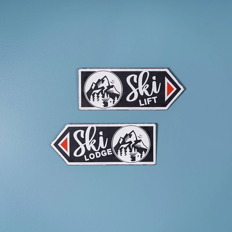 Black Ski Lift & Ski Lodge Décor Set