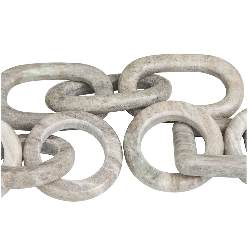 Gray Marble Geometric Link Chain Sculpture Set