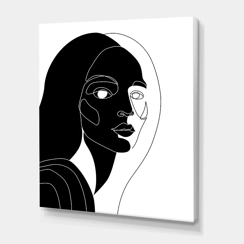Designart - Retro Monochrome Minimal Portrait of Young Woman