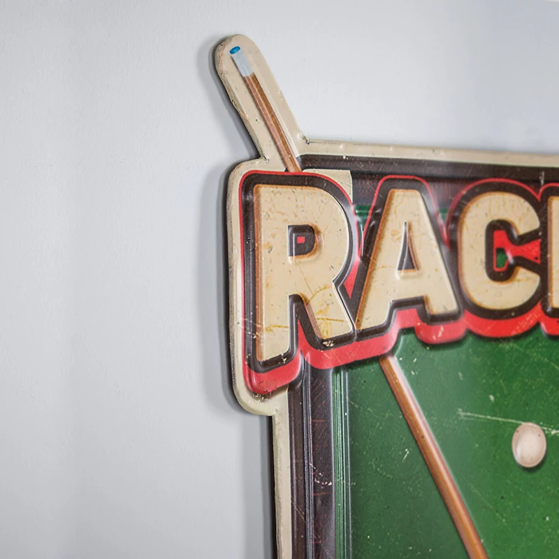 Rack it Crack it Pool Table Sticks Embossed Metal Sign