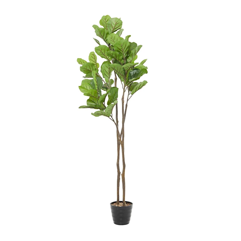 6ft. Green Faux Foliage Fiddle Leaf Artificial Tree with Black Melamine Pot