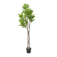 6ft. Green Faux Foliage Fiddle Leaf Artificial Tree with Black Melamine Pot