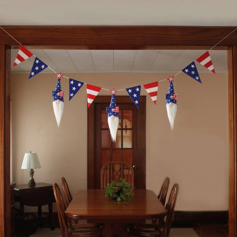 6ft. Patriotic Flags & Blue Gnomes Garland